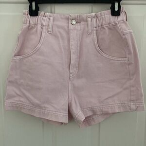 Topshop Pink High Waisted Elastic Waist Button Shorts. Size 10